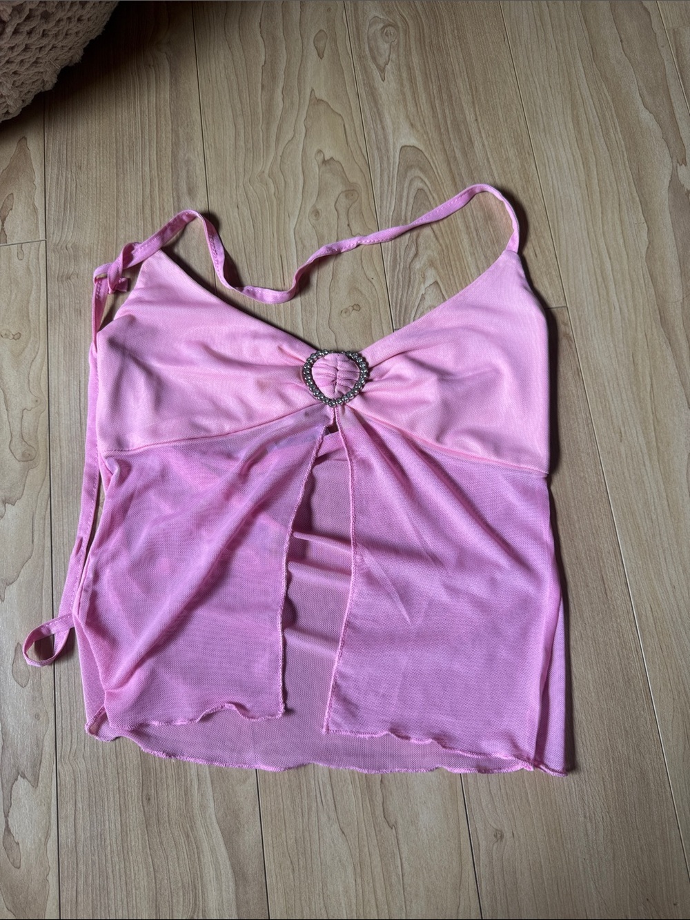 Adika Pink Mesh Ring-Front Camisole